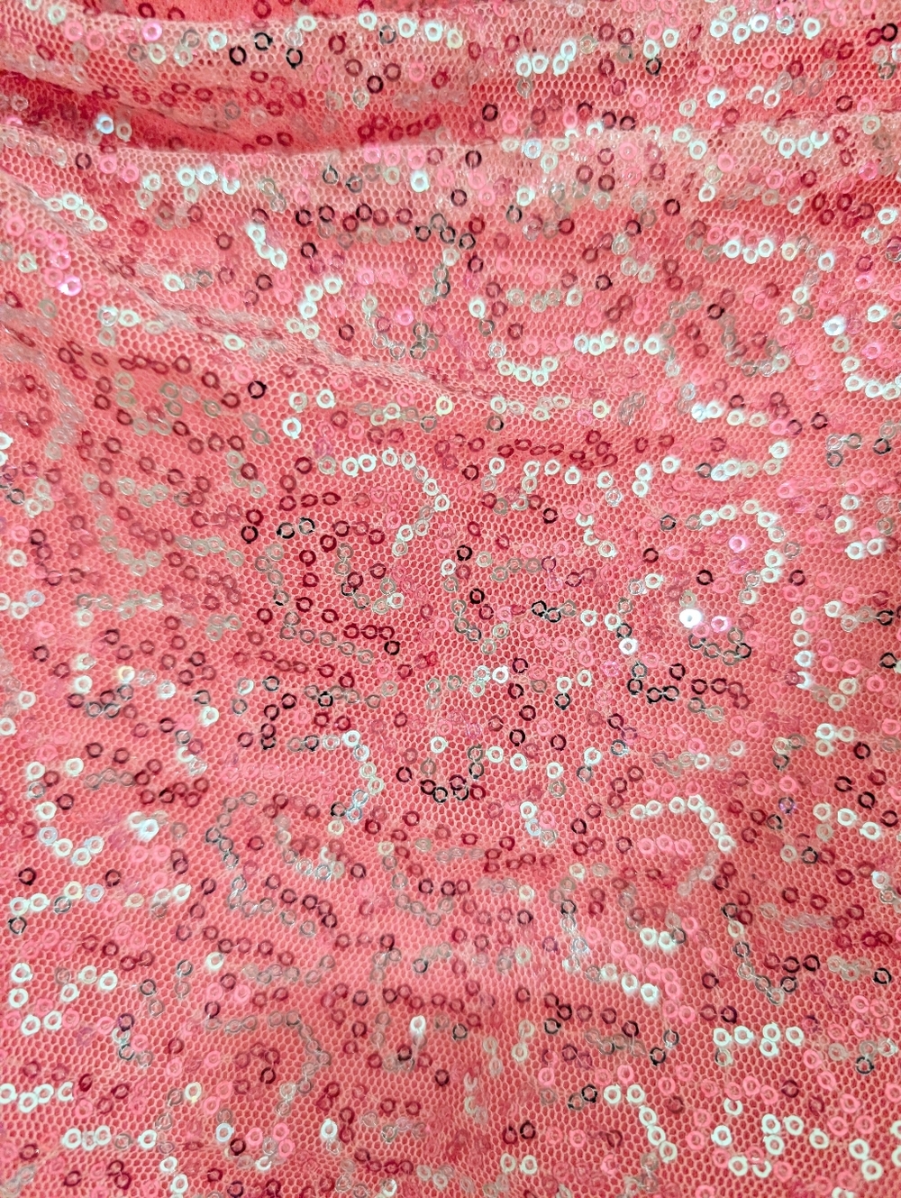 Badgley Mischka Light Pink Sequin Square Neck Ruched Cocktail Midi Dress 16 NWT - Picture 9 of 13